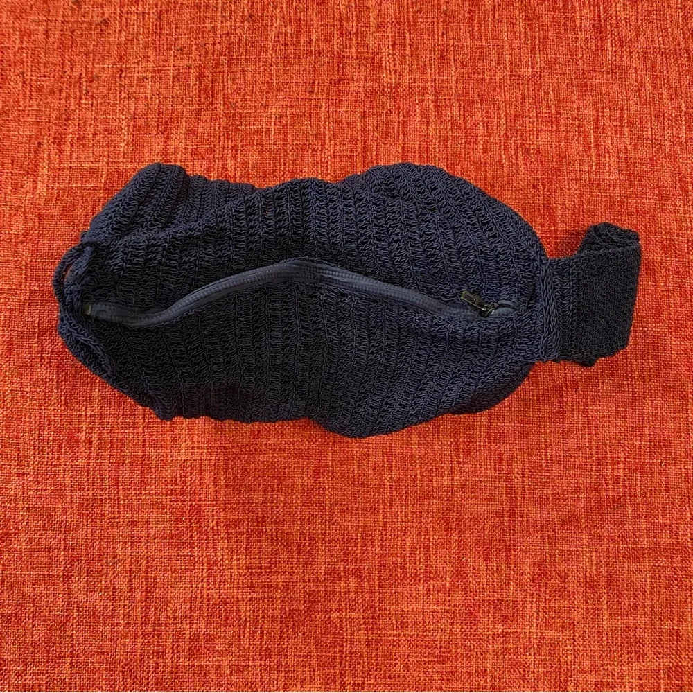 VTG 30’s 40’s Navy Blue Crochet Convertible Clutch With Strap Wristlet